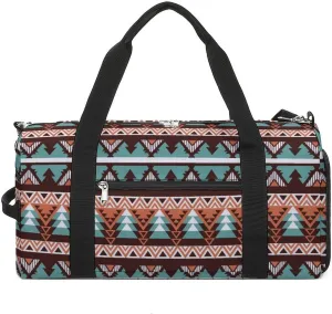 Gym Duffel Bag with Shoe Compartment Wet Pocket, Native American Pattern Travel Bag for Men Women