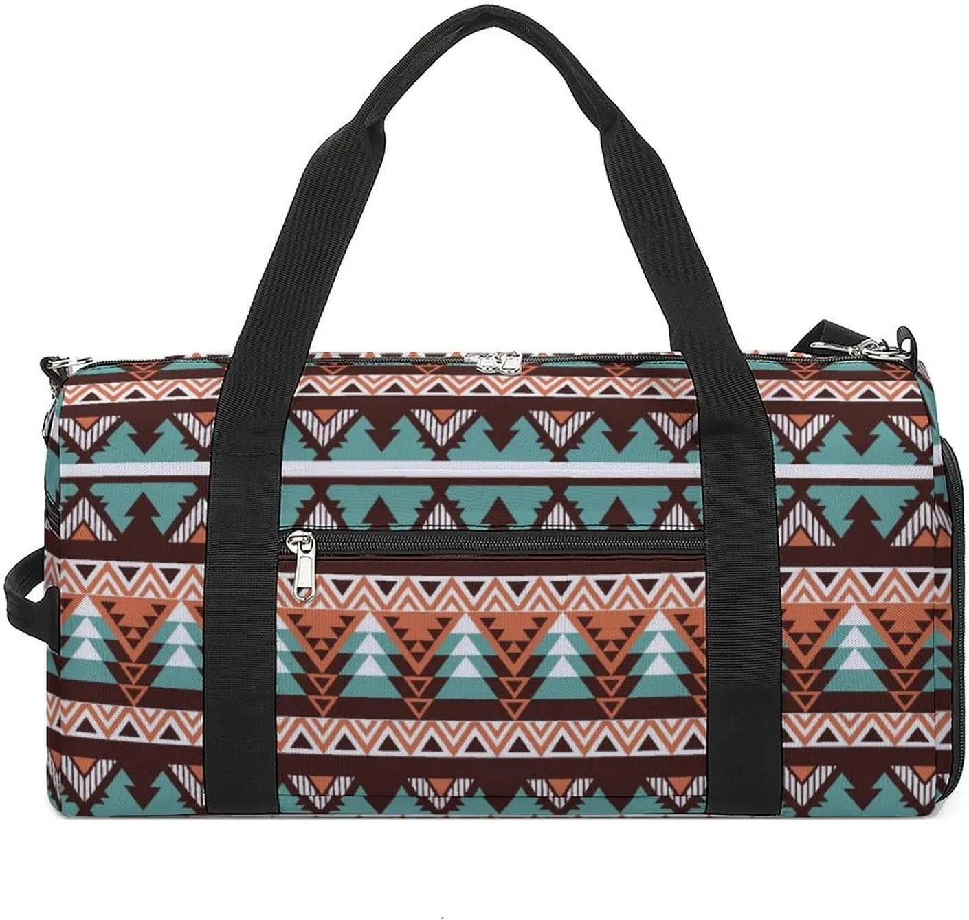 Gym Duffel Bag with Shoe Compartment Wet Pocket, Native American Pattern Travel Bag for Men Women