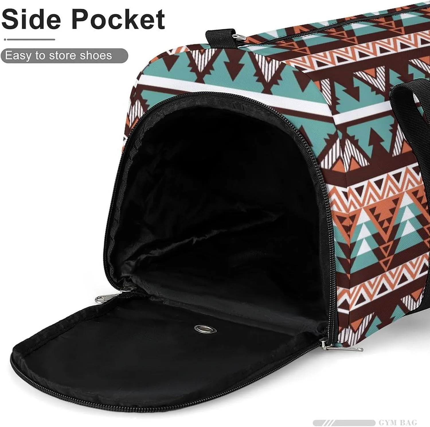Gym Duffel Bag with Shoe Compartment Wet Pocket, Native American Pattern Travel Bag for Men Women