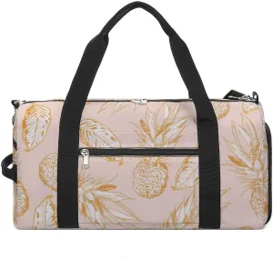 Gym Duffel Bag with Shoe Compartment Wet Pocket, Pineapple Pattern Travel Bag for Men Women