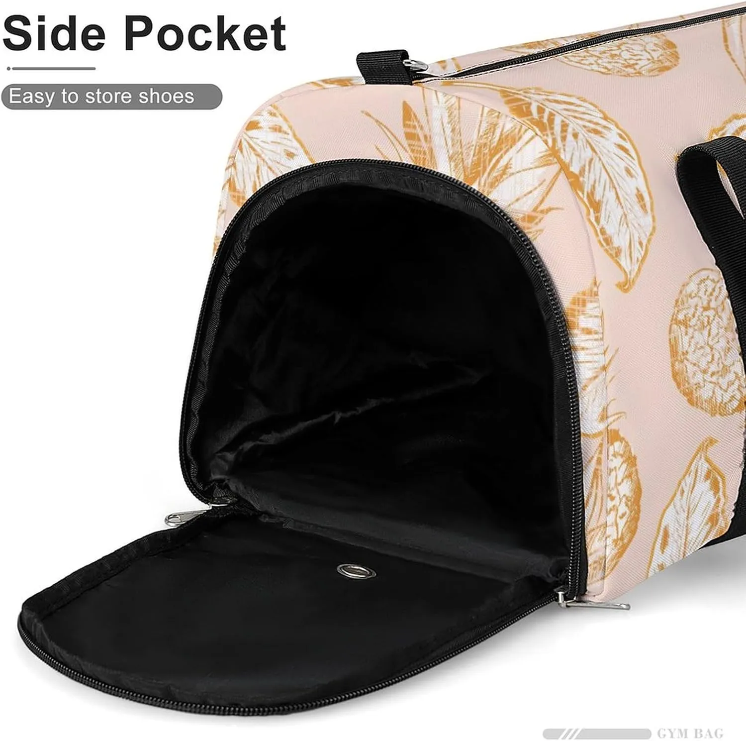Gym Duffel Bag with Shoe Compartment Wet Pocket, Pineapple Pattern Travel Bag for Men Women