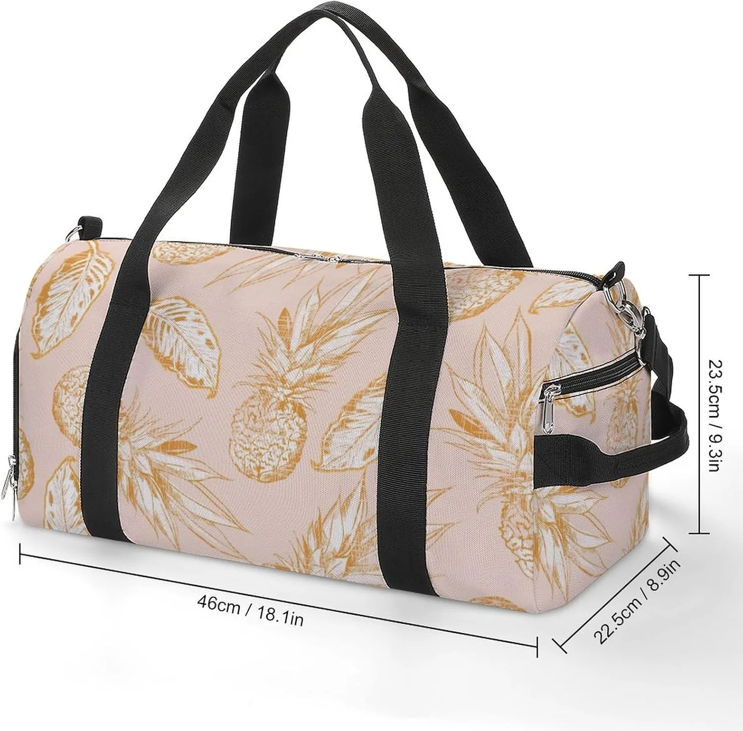 Gym Duffel Bag with Shoe Compartment Wet Pocket, Pineapple Pattern Travel Bag for Men Women