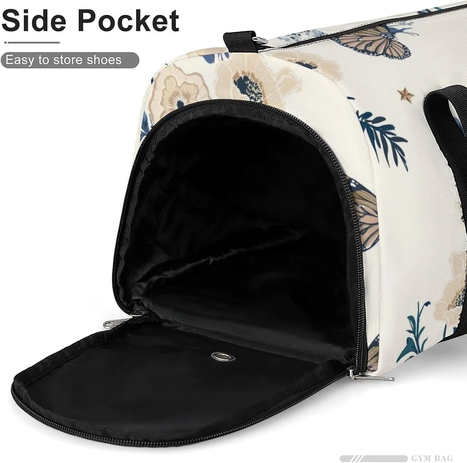 Gym Duffel Bag with Shoe Compartment Wet Pocket, Romantic Floral Travel Bag for Men Women