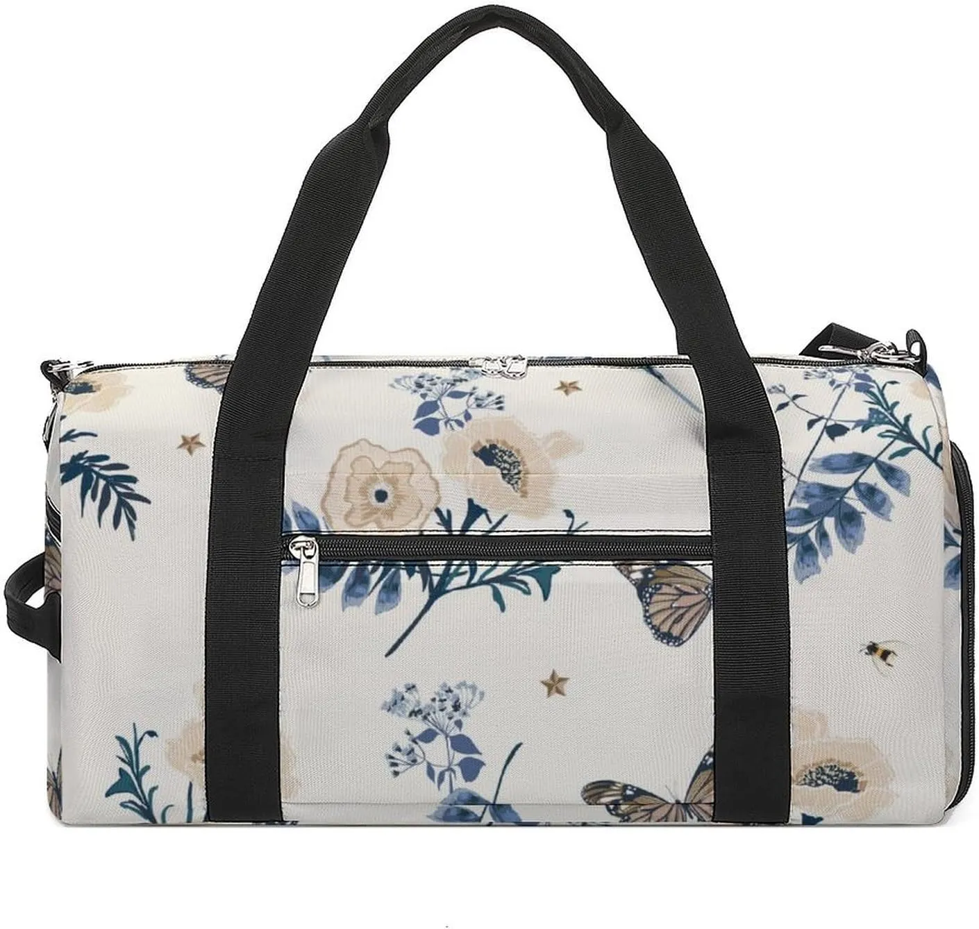 Gym Duffel Bag with Shoe Compartment Wet Pocket, Romantic Floral Travel Bag for Men Women