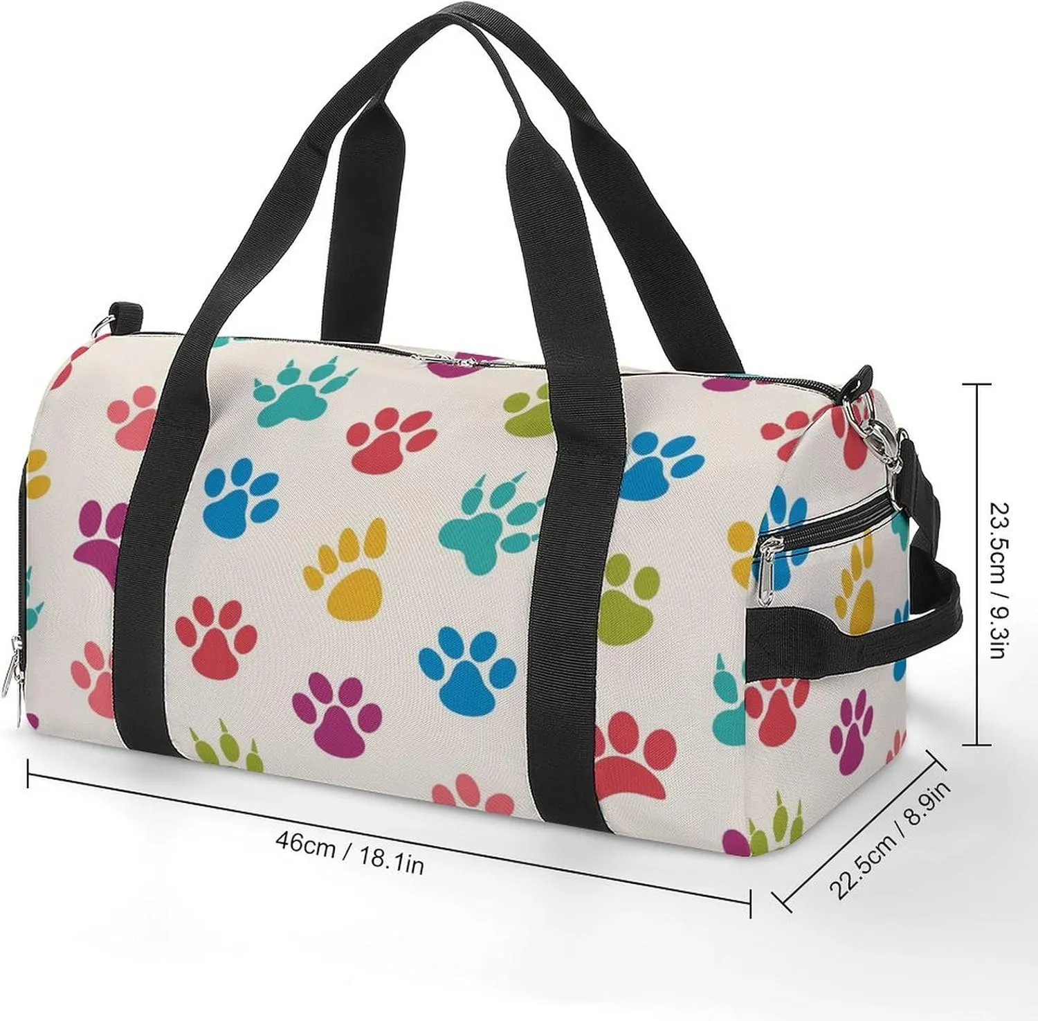 Gym Duffel Bag with Shoe Compartment Wet Pocket, Texture with Traces of Cats, Dogs Travel Bag for Men Women