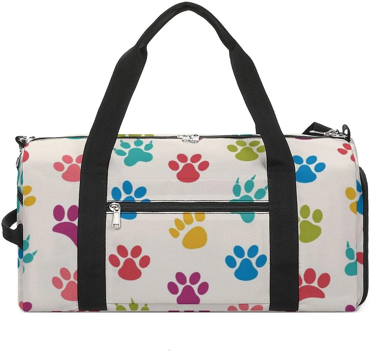 Gym Duffel Bag with Shoe Compartment Wet Pocket, Texture with Traces of Cats, Dogs Travel Bag for Men Women