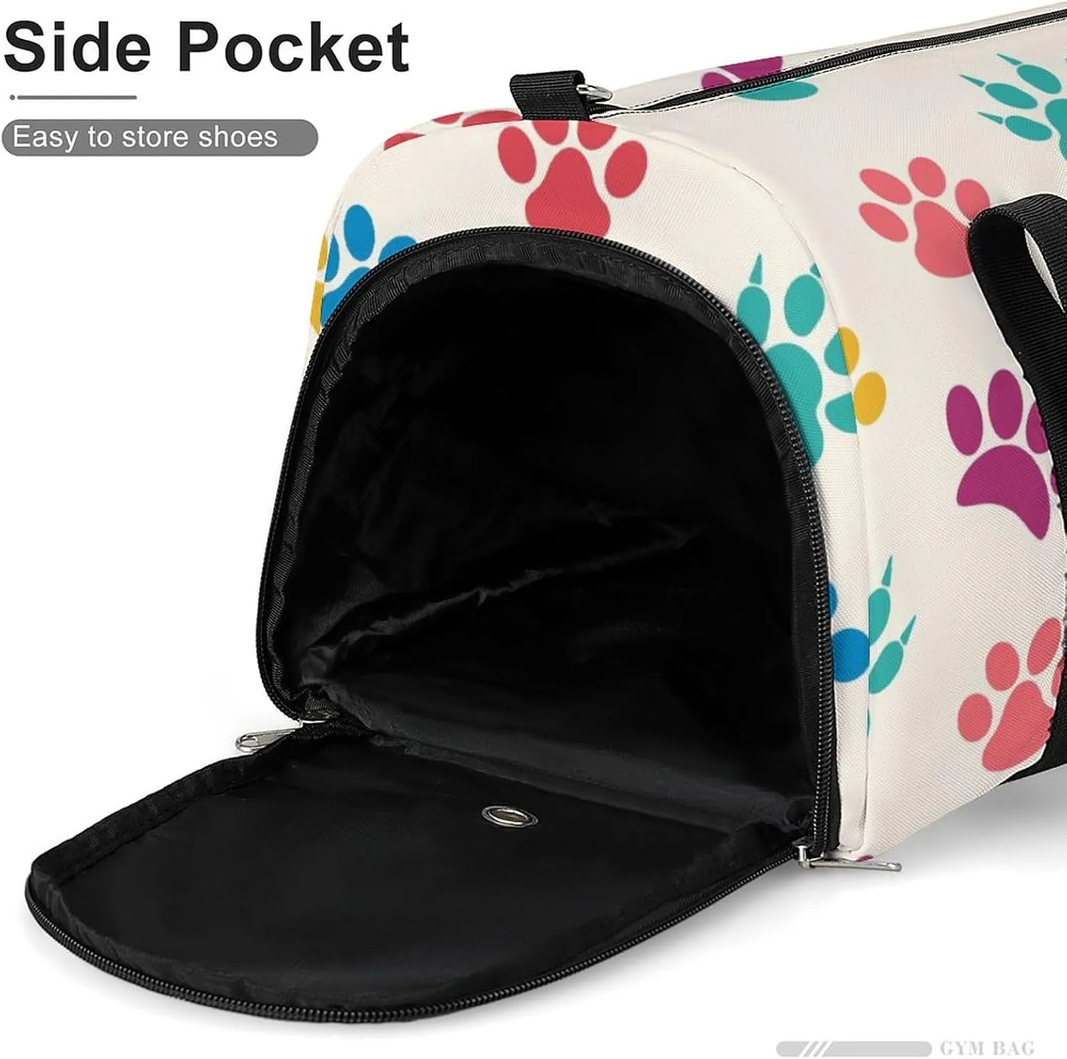 Gym Duffel Bag with Shoe Compartment Wet Pocket, Texture with Traces of Cats, Dogs Travel Bag for Men Women
