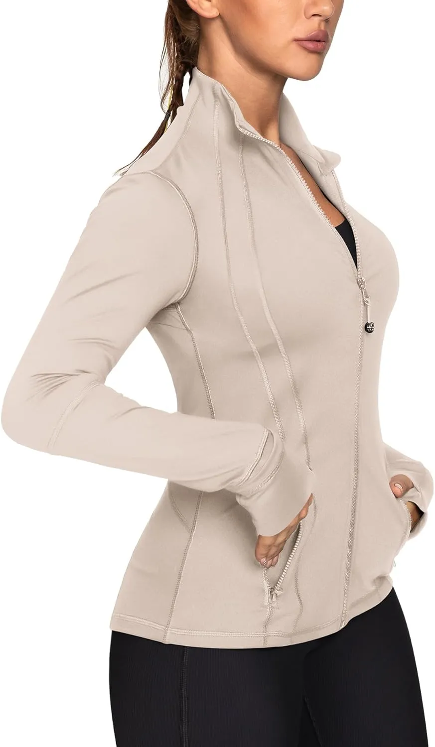 GYM RAINBOW Women's Lightweight Running Jackets Cottony-Soft 4-Way Stretch Zip up Slim Fit Workout Yoga Athletic Jacket