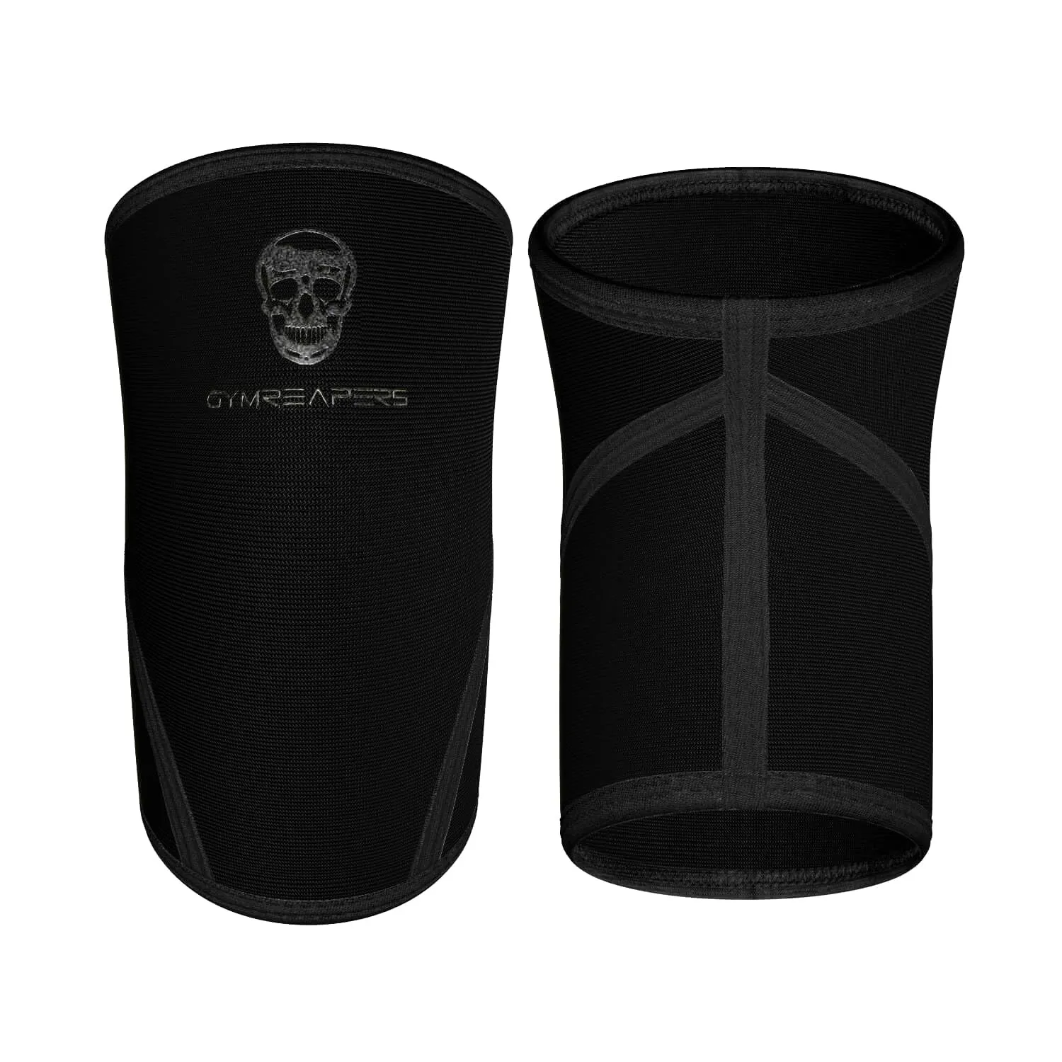 Gymreapers Knee Sleeves (1 Pair) With Gym Bag - IPF Approved - Knee Compression Sleeve Support for Squats, Weightlifting, and Powerlifting 7MM Neoprene Sleeves - 1 Year Warranty (Black/Black, Small)