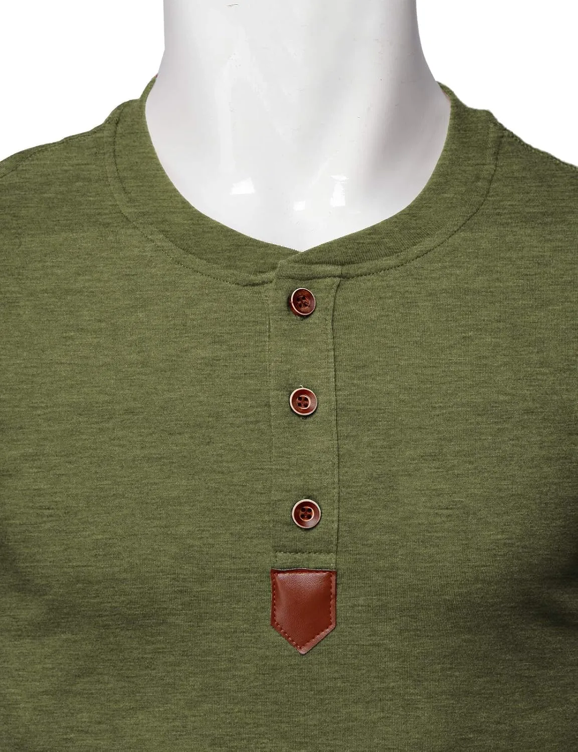 H2H Men Casual Slim Fit Spandex Blended Henley T-Shirt Long Sleeve