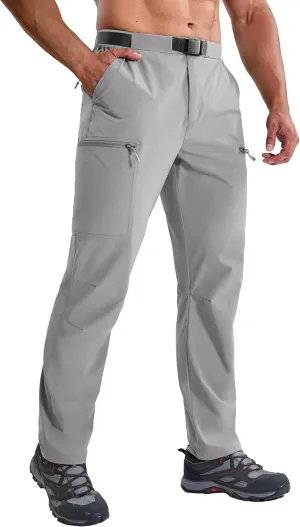 Haimont Men's Hiking Cargo Pants with Belt Water Resistant Quick Dry Lightweight Outdoor Travel Work Pants 5 Pockets