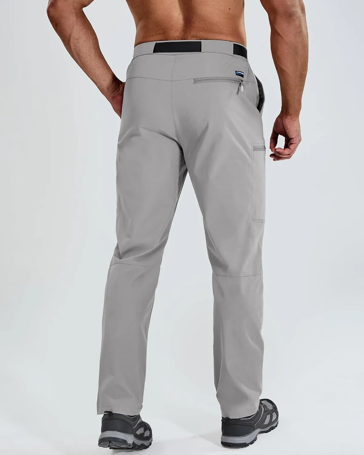 Haimont Men's Hiking Cargo Pants with Belt Water Resistant Quick Dry Lightweight Outdoor Travel Work Pants 5 Pockets