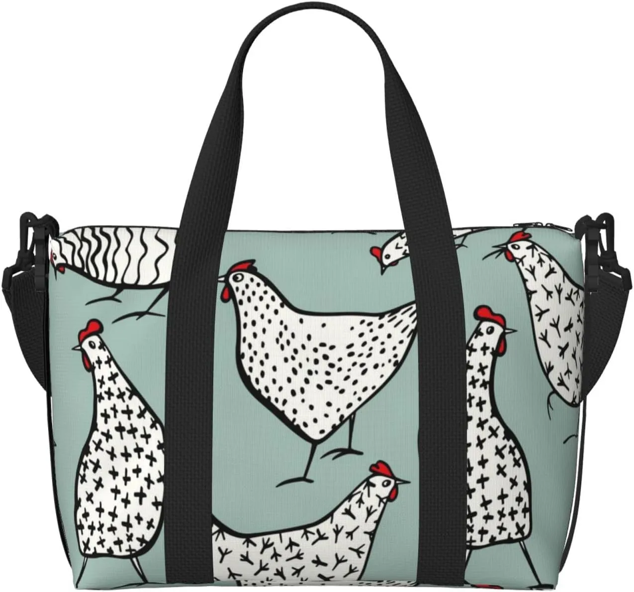 Hand Drawn Chickens Travel Bag for Women Men Weekender Bags Carry on Overnight Bag Tote Bag Yoga Gym Bag for Gym, Work, Weekend, Travel, Personal Items