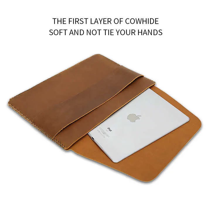 Handmade Slim Waterproof Leather Laptop Sleeve