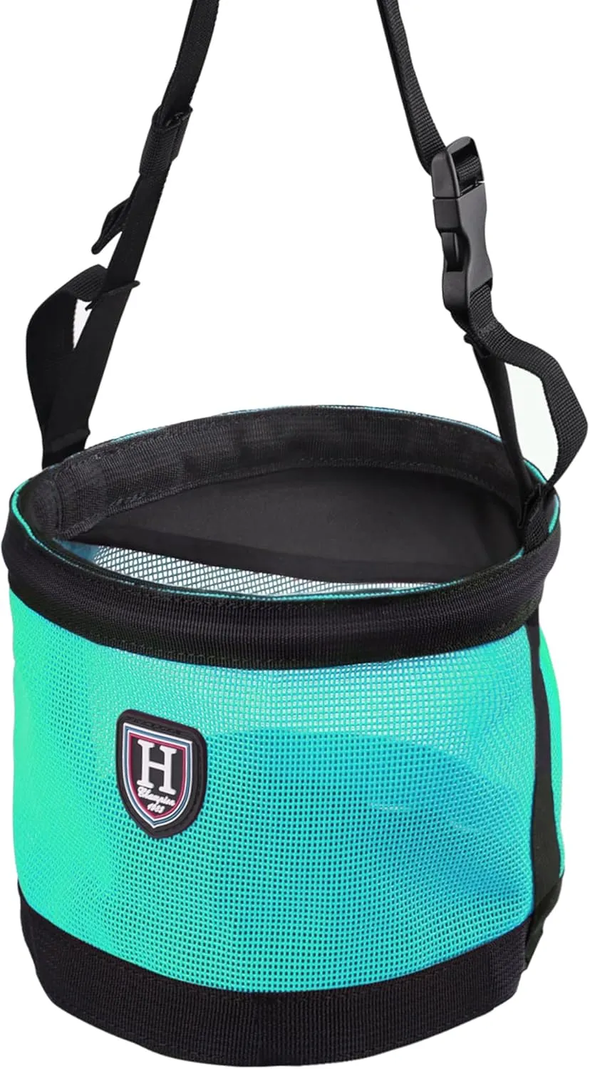 Harrison Howard Horse Muzzle Feed Bag Nylon Mesh Grain Feed Bag with Adjustable Strap Mint Large