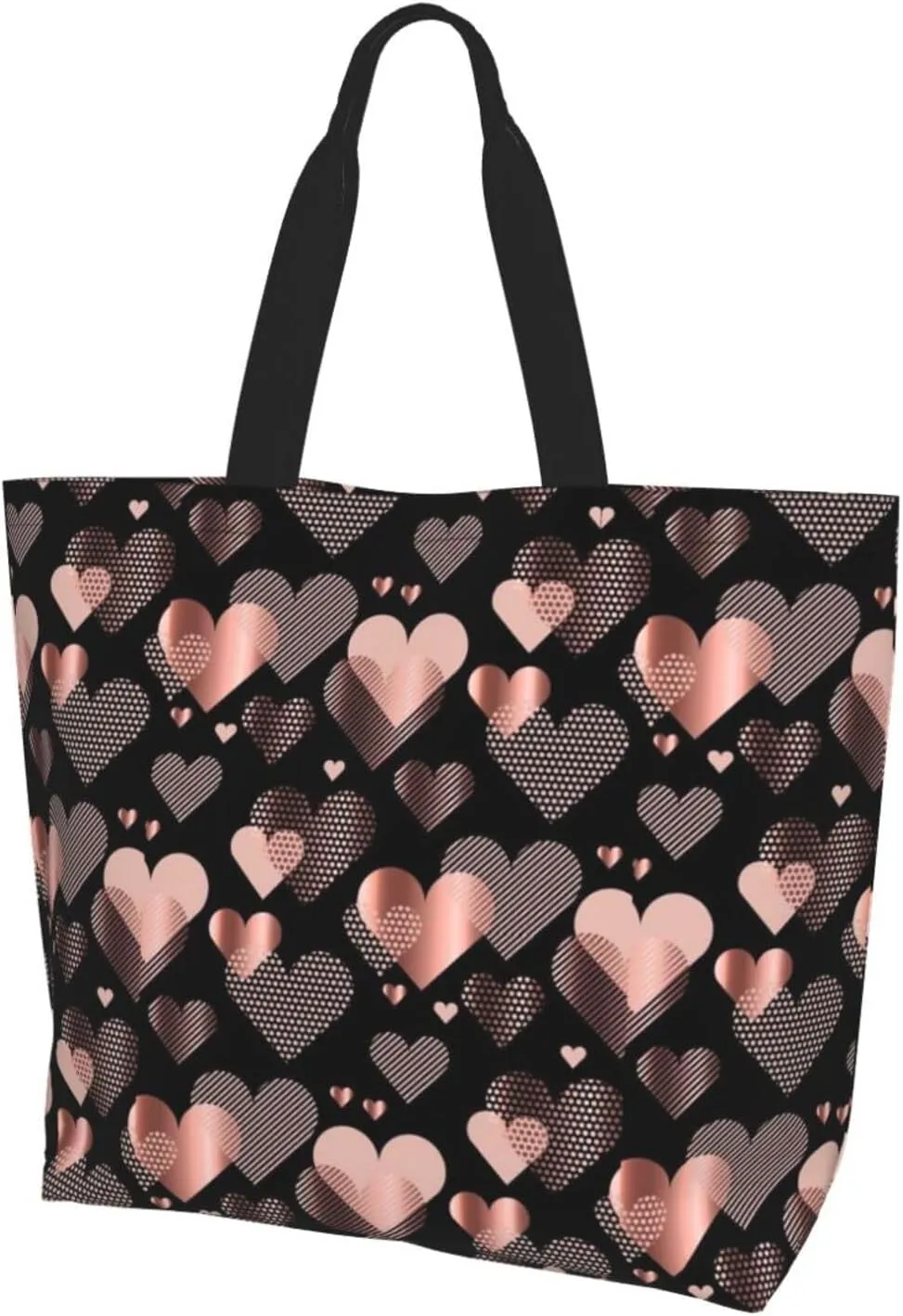 Heart Canvas Tote Bag Valentines Day Shoulder Bag Cute Casual Grocery Bags Cute Hearts Bag for Outdoor