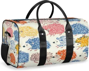 Hedgehog Colorful Travel Duffle Bag, Sports Gym Bags for Women Men, Carry On Weekender Overnight Workout Airplane Trips Bag