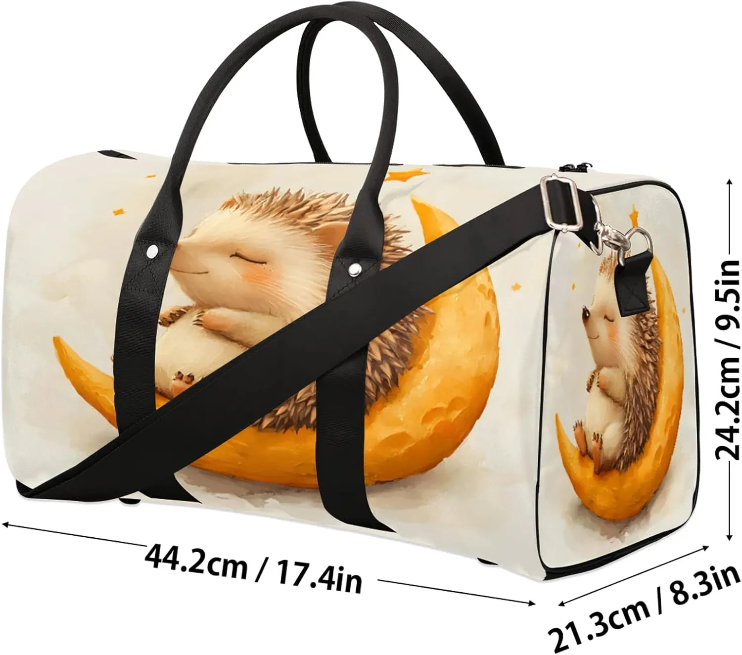Hedgehog Duffle Bag for Travel, Overnight Weekend Gym Carry On Luggage Bag, Cute Travel Duffel Bag for Men Women