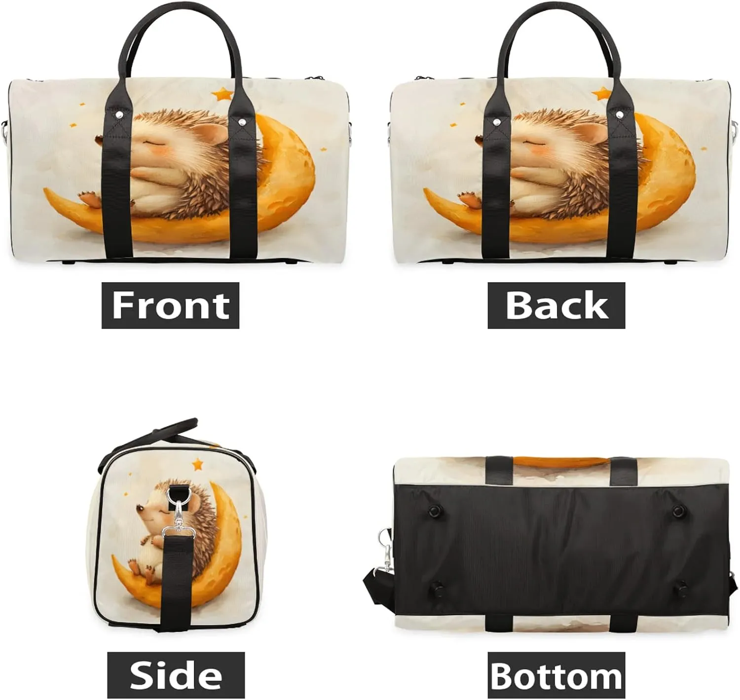 Hedgehog Duffle Bag for Travel, Overnight Weekend Gym Carry On Luggage Bag, Cute Travel Duffel Bag for Men Women