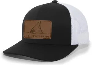 Heritage Pride Redfish Fin Laser Engraved Leather Mens Trucker Hat Baseball Cap