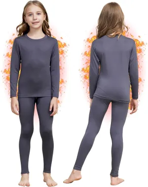 HEROBIKER Girls Thermal Underwear Set Ultra Soft Fleece Lined Kids Long Johns Top Bottom Thermals Kids Base Layer Winter Warm