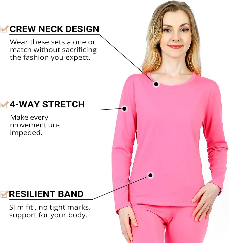 HEROBIKER Thermal Underwear Women Ultra-Soft Set Base Layer Top & Bottom Long Johns with Fleece Lined Winter Warm
