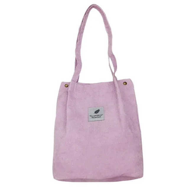 High Capacity Women Corduroy Tote Ladies Casual Shoulder Bag
