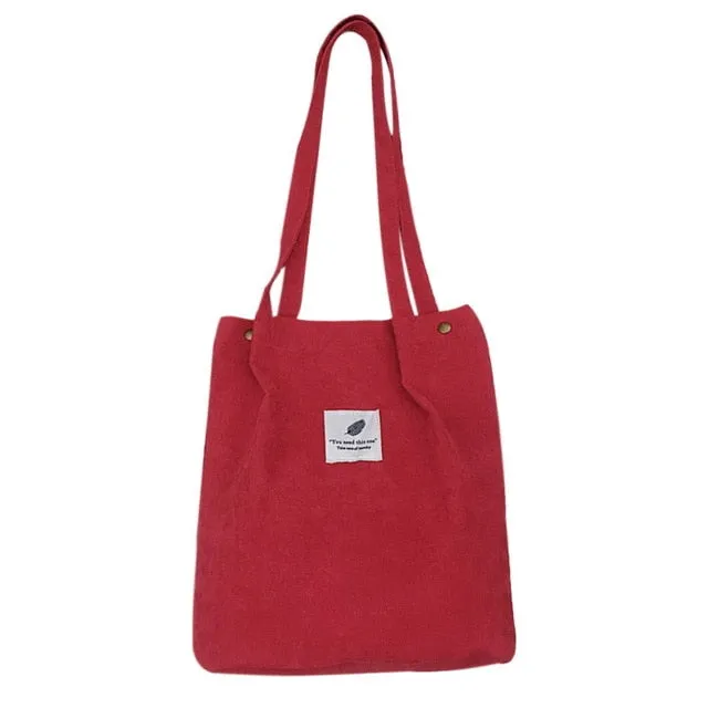 High Capacity Women Corduroy Tote Ladies Casual Shoulder Bag