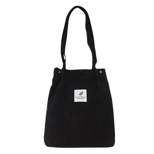 High Capacity Women Corduroy Tote Ladies Casual Shoulder Bag