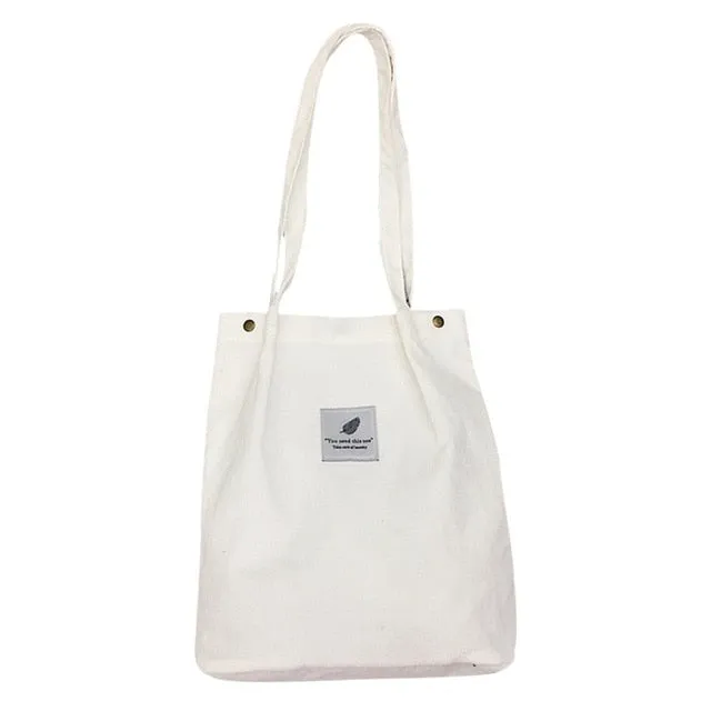 High Capacity Women Corduroy Tote Ladies Casual Shoulder Bag