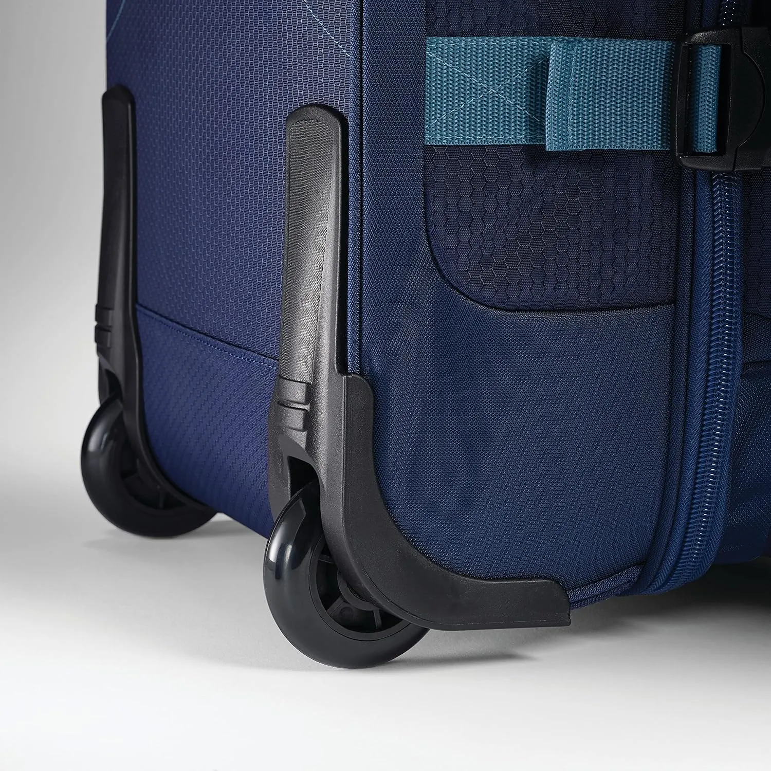 High Sierra Fairlead Portable 28 Inch Polyester Drop Bottom Wheeled Rolling Duffel Travel Bag with Recessed Telescoping Handle, Graphite Blue
