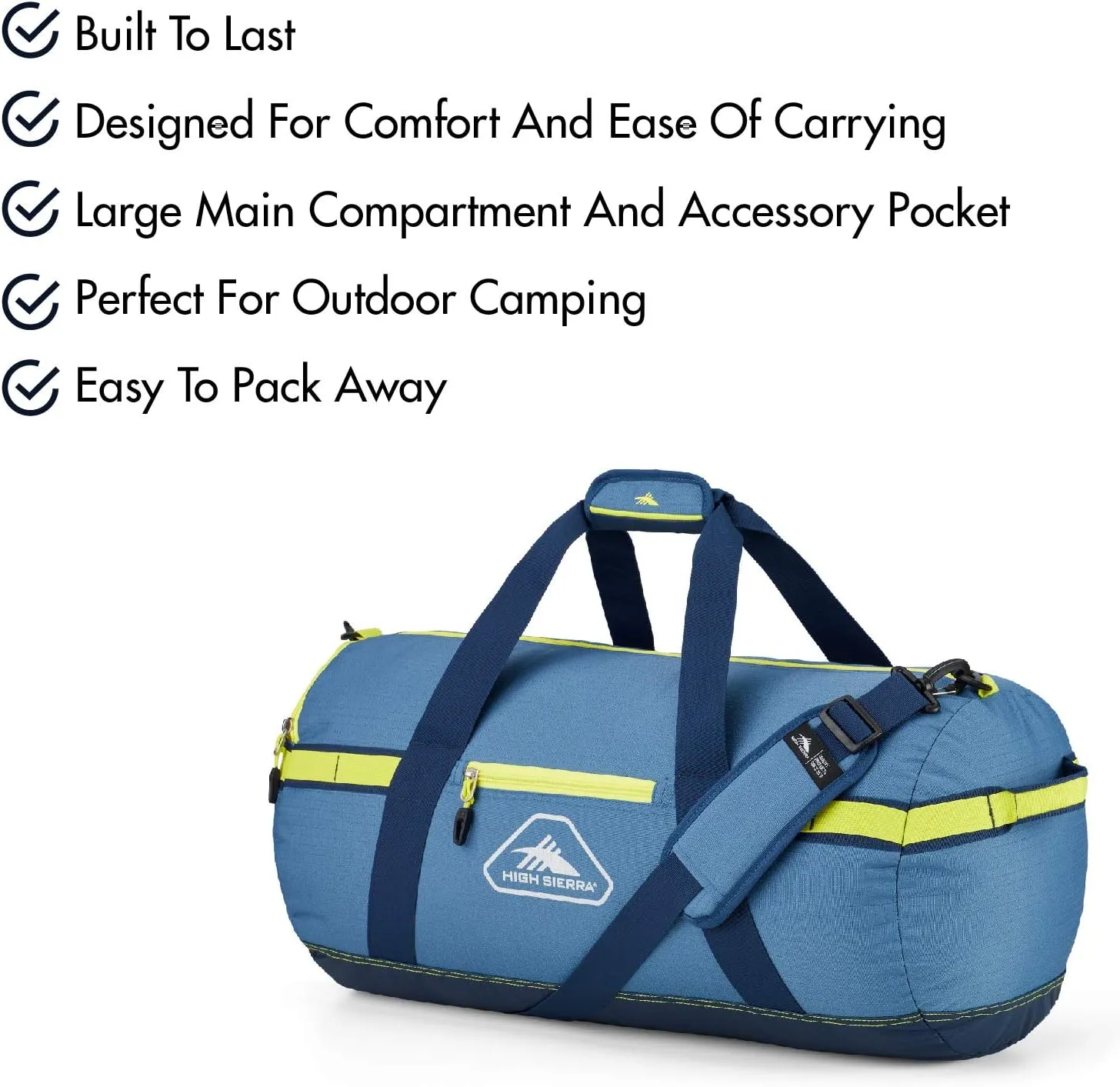 High Sierra Packed Cargo Duffel Bag, Graphite Blue/Rustic Blue/Glow, Medium (30inches)