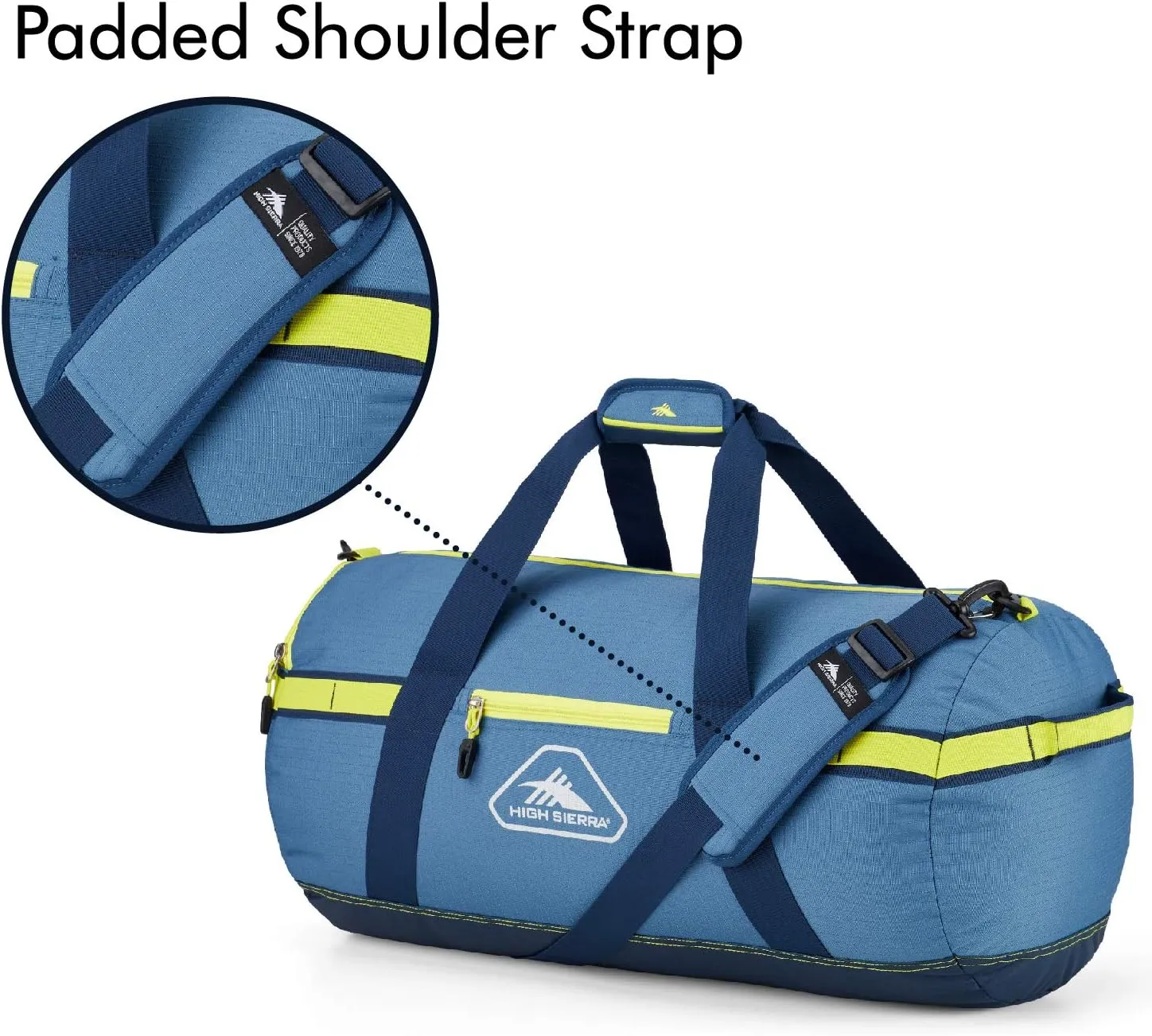 High Sierra Packed Cargo Duffel Bag, Graphite Blue/Rustic Blue/Glow, Medium (30inches)