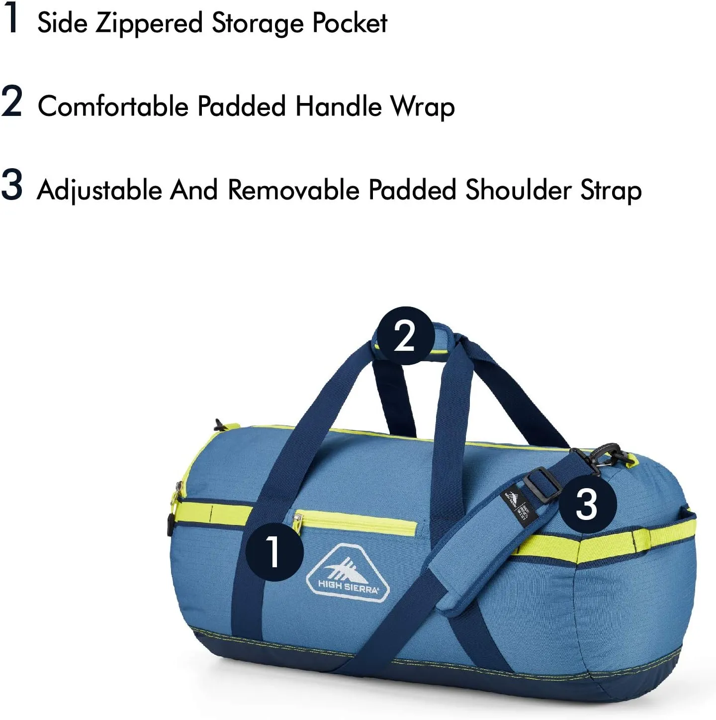 High Sierra Packed Cargo Duffel Bag, Graphite Blue/Rustic Blue/Glow, Medium (30inches)