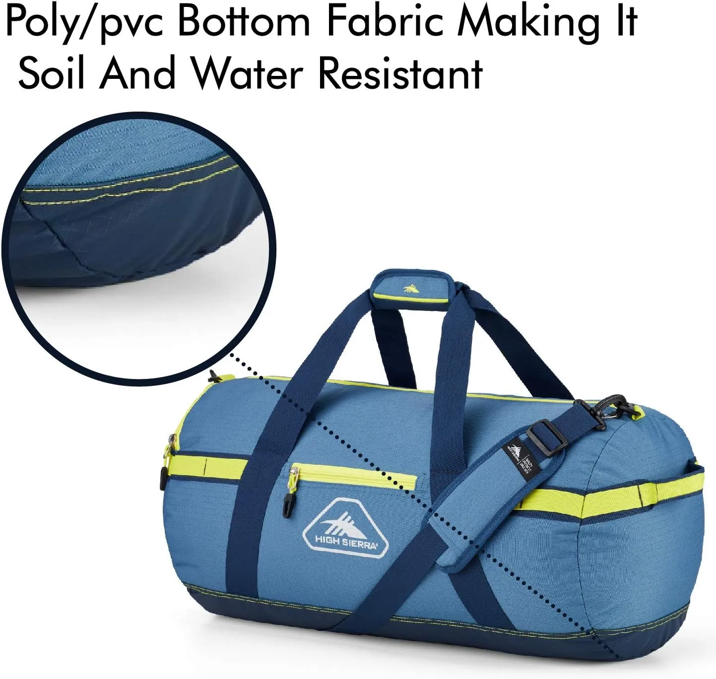 High Sierra Packed Cargo Duffel Bag, Graphite Blue/Rustic Blue/Glow, Medium (30inches)