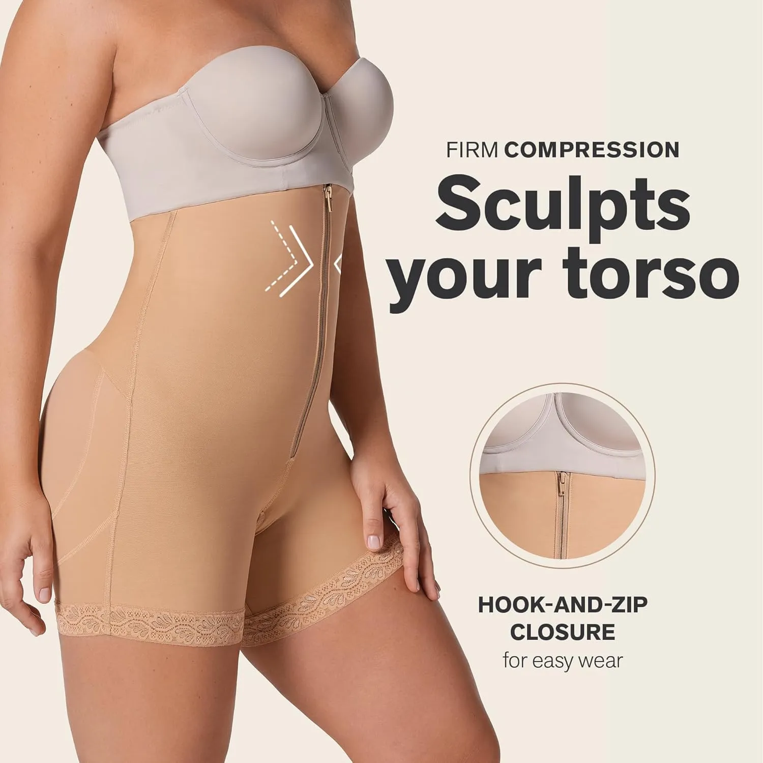 High Waisted Post Surgical Firm Compression Underwear with Adjustable Belly Wrap - Tummy Control Shapewear Girdle for Women