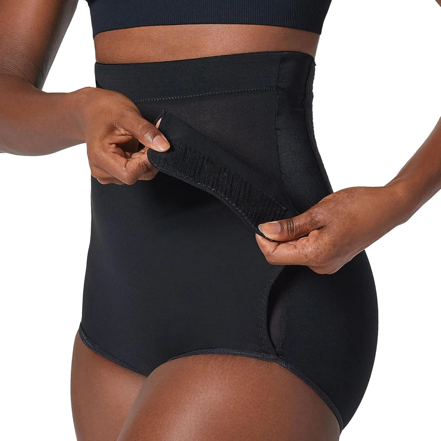 High Waisted Post Surgical Firm Compression Underwear with Adjustable Belly Wrap - Tummy Control Shapewear Girdle for Women