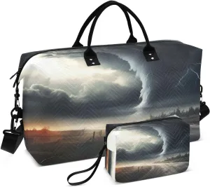 Highway Tornado Travel Duffel Bag, Shoulder Weekender Overnight Bags - Large Gym Bag with Wet Pocket