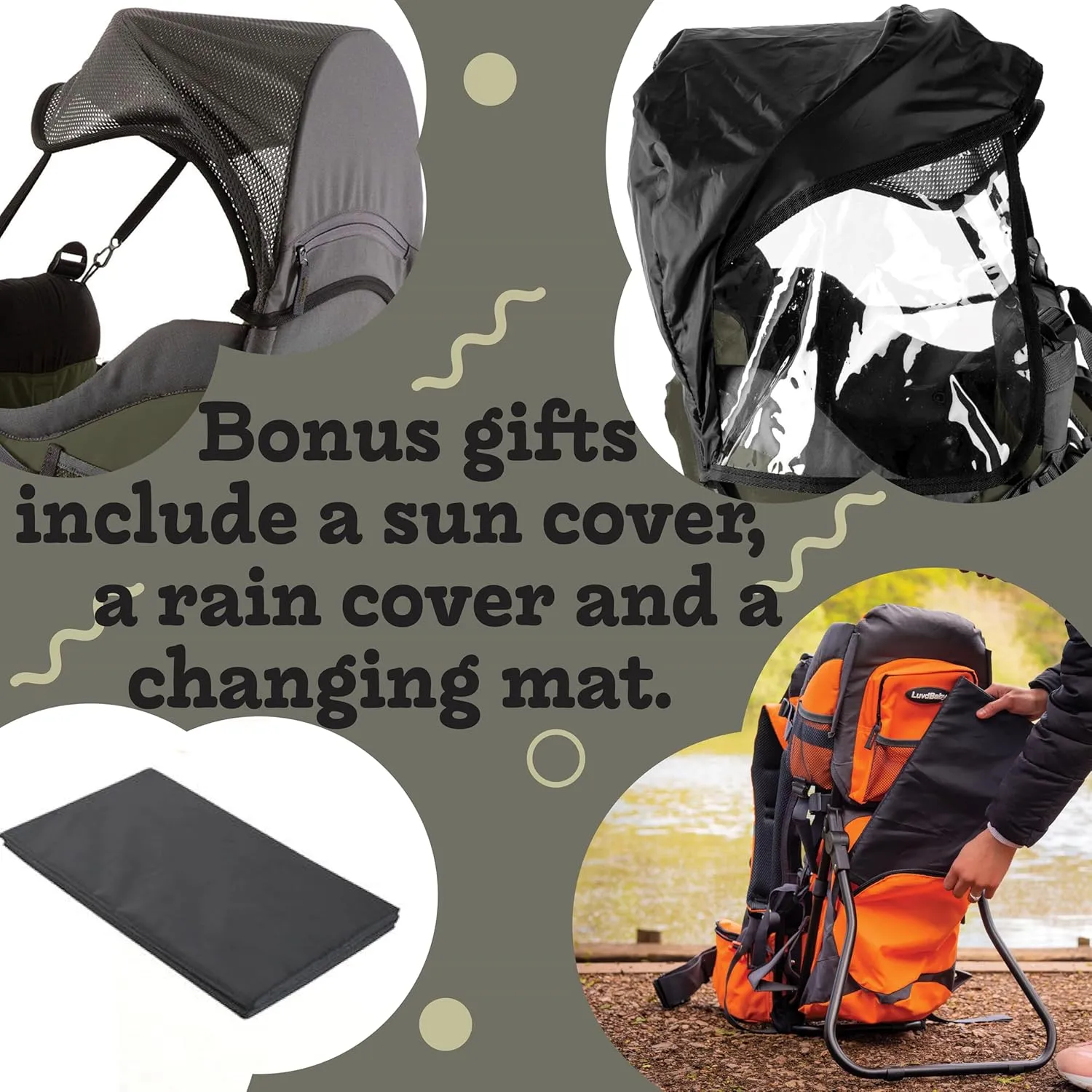 Hiking Baby Carrier Backpack - Comfortable Toddler/Baby Backpack Carrier System with Diaper Change Pad, Insulated Pocket   Rain and Sun Hood to Protect Your Child