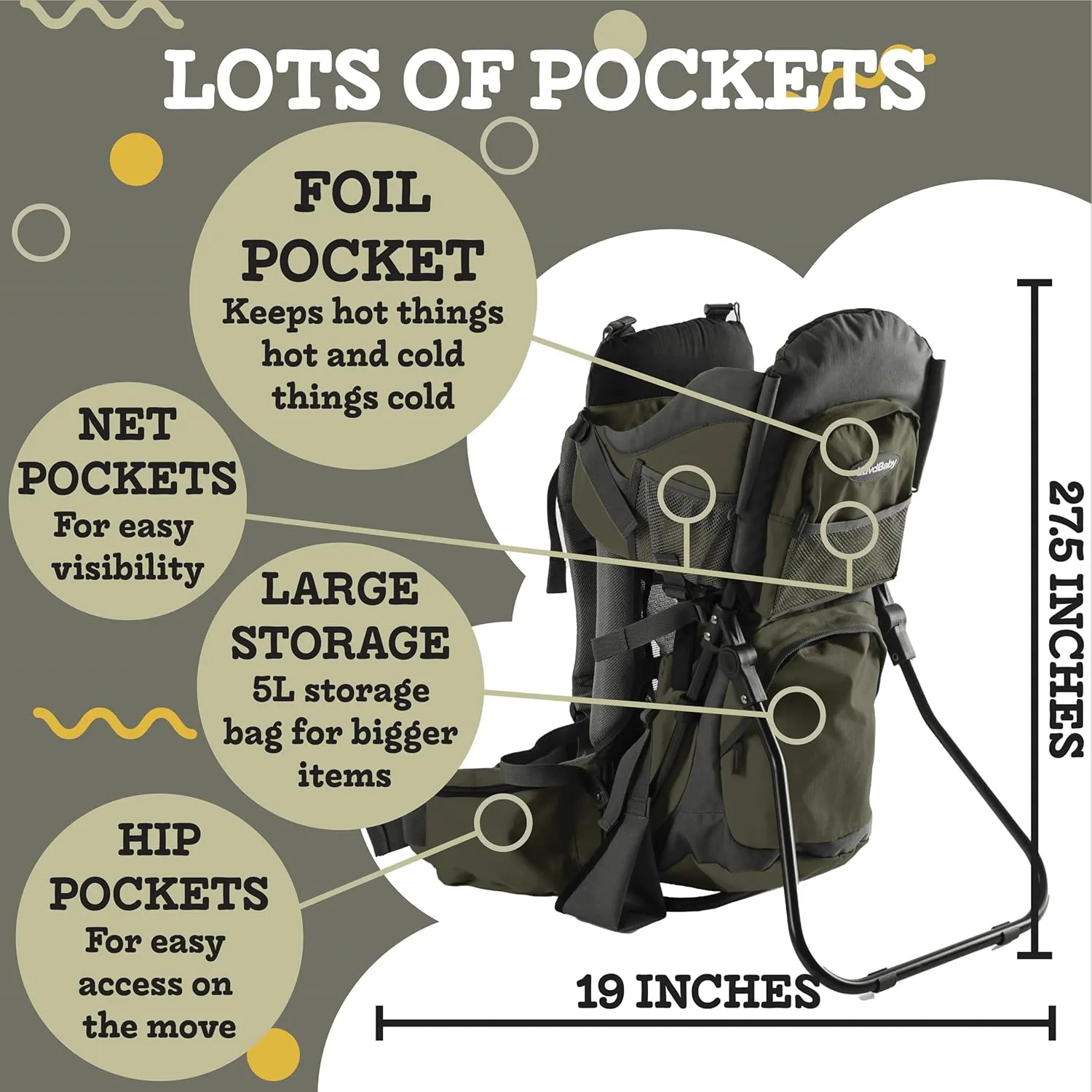 Hiking Baby Carrier Backpack - Comfortable Toddler/Baby Backpack Carrier System with Diaper Change Pad, Insulated Pocket   Rain and Sun Hood to Protect Your Child