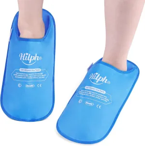 Hilph Foot Ice Pack Slippers for Plantar Fasciitis 2 Packs, Reusable Hot Cold Packs Gel Ice Slipper for Foot and Broken Toes, Gout, Foot Surgery, Neuropathy, Diabetic, Swollen (Light Blue)