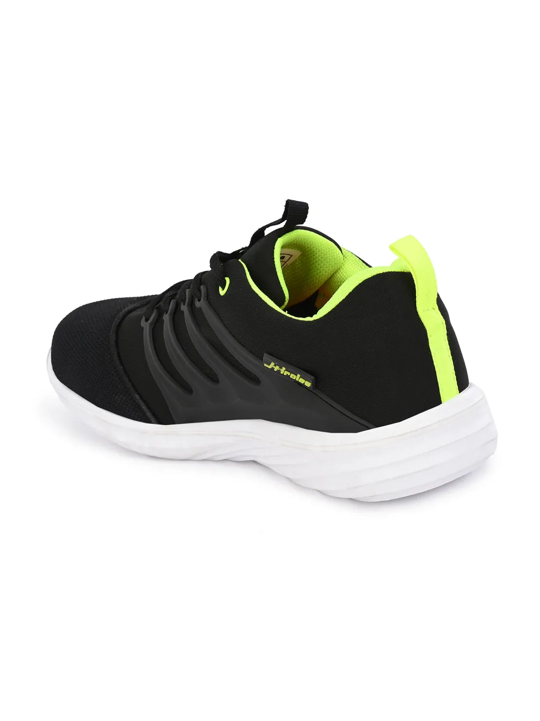 Hirolas® Men's Black Mesh Running/Walking/Gym Lace Up Sport Shoes (HRL2004BLG)