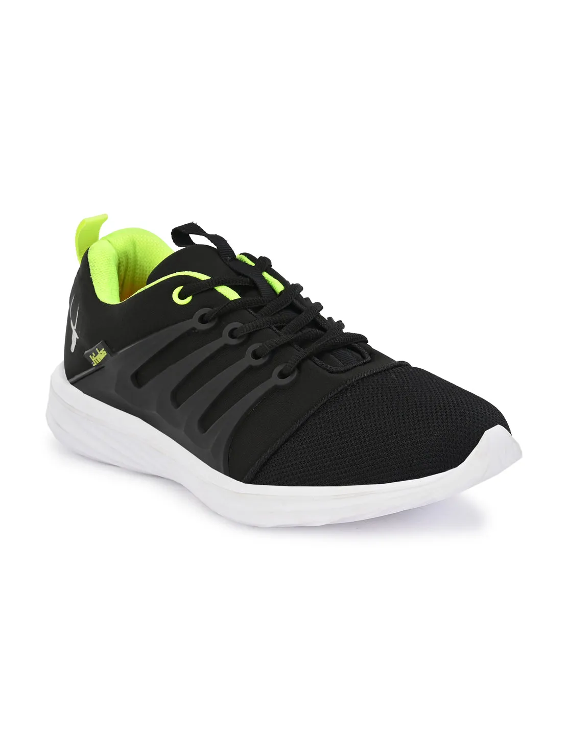 Hirolas® Men's Black Mesh Running/Walking/Gym Lace Up Sport Shoes (HRL2004BLG)