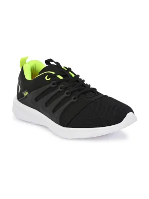 Hirolas® Men's Black Mesh Running/Walking/Gym Lace Up Sport Shoes (HRL2004BLG)
