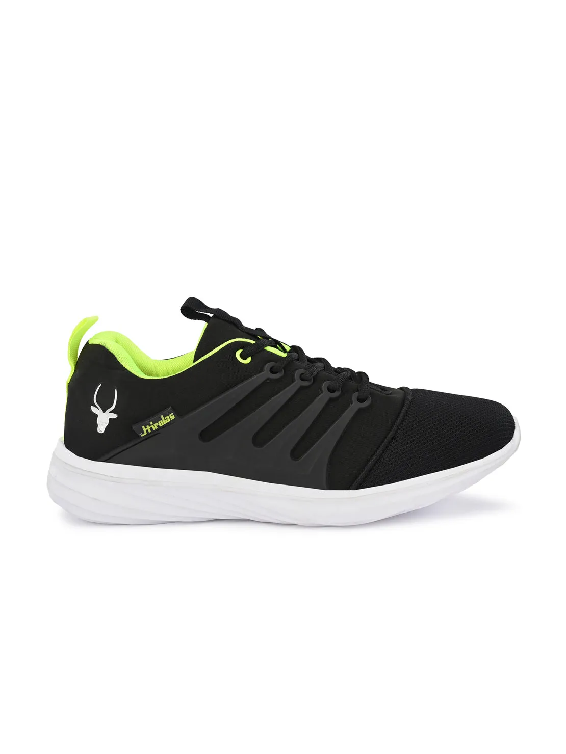 Hirolas® Men's Black Mesh Running/Walking/Gym Lace Up Sport Shoes (HRL2004BLG)