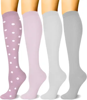 HLTPRO 4 Pairs Compression Socks for Women & Men - Best Support for Medical, Circulation, Nurses, Running, Travel