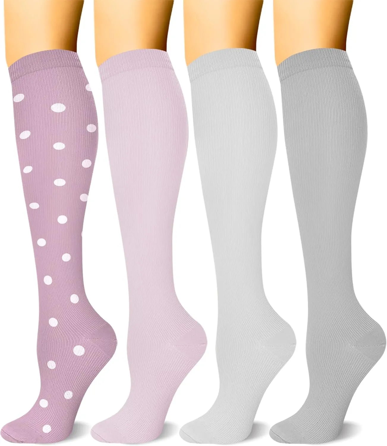 HLTPRO 4 Pairs Compression Socks for Women & Men - Best Support for Medical, Circulation, Nurses, Running, Travel