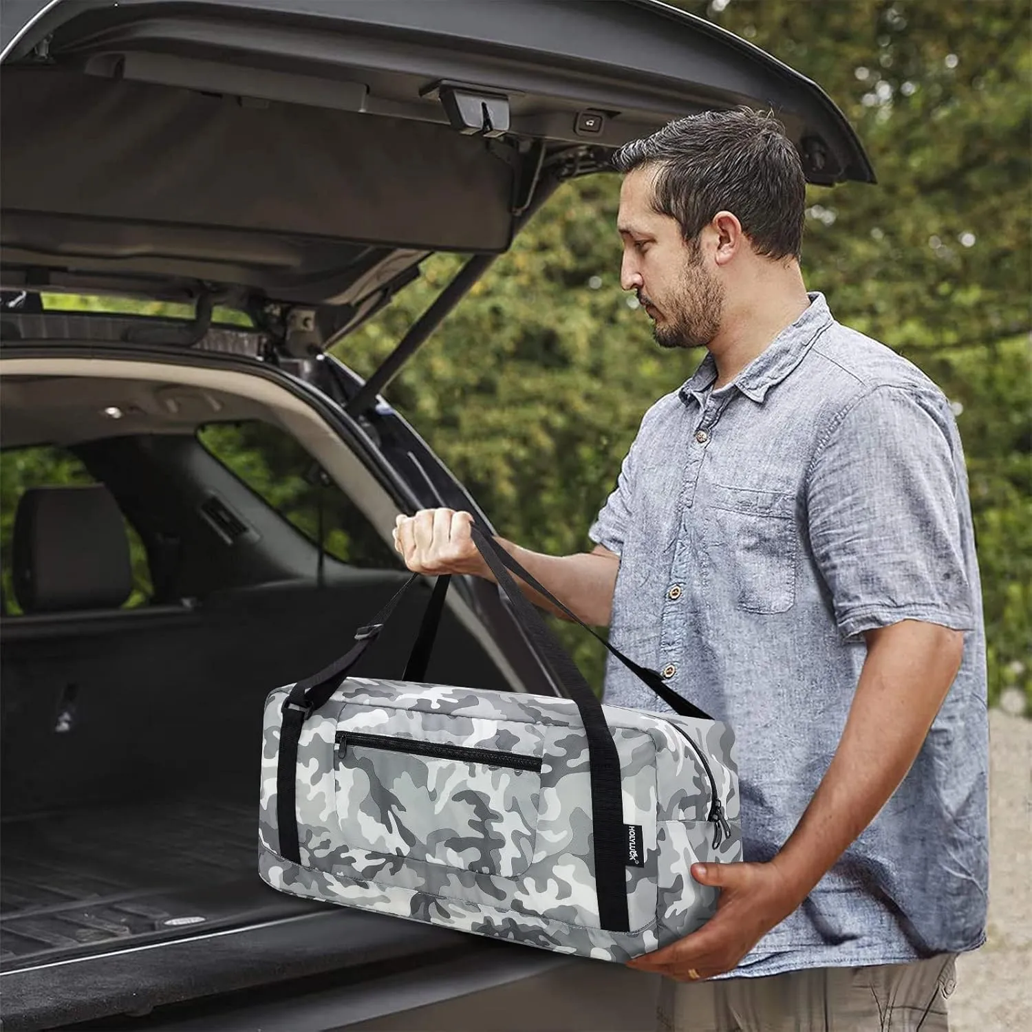HOLYLUCK Foldable Travel Duffel Bag For Women & Men Luggage Great for Gym (arctic camo)