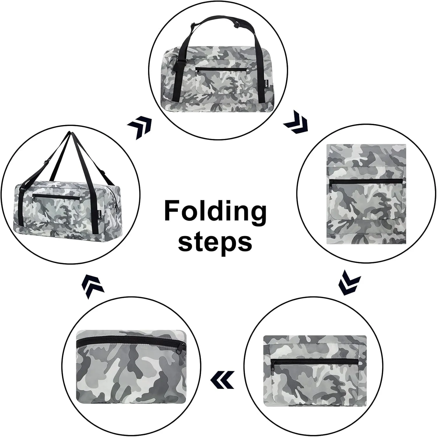HOLYLUCK Foldable Travel Duffel Bag For Women & Men Luggage Great for Gym (arctic camo)