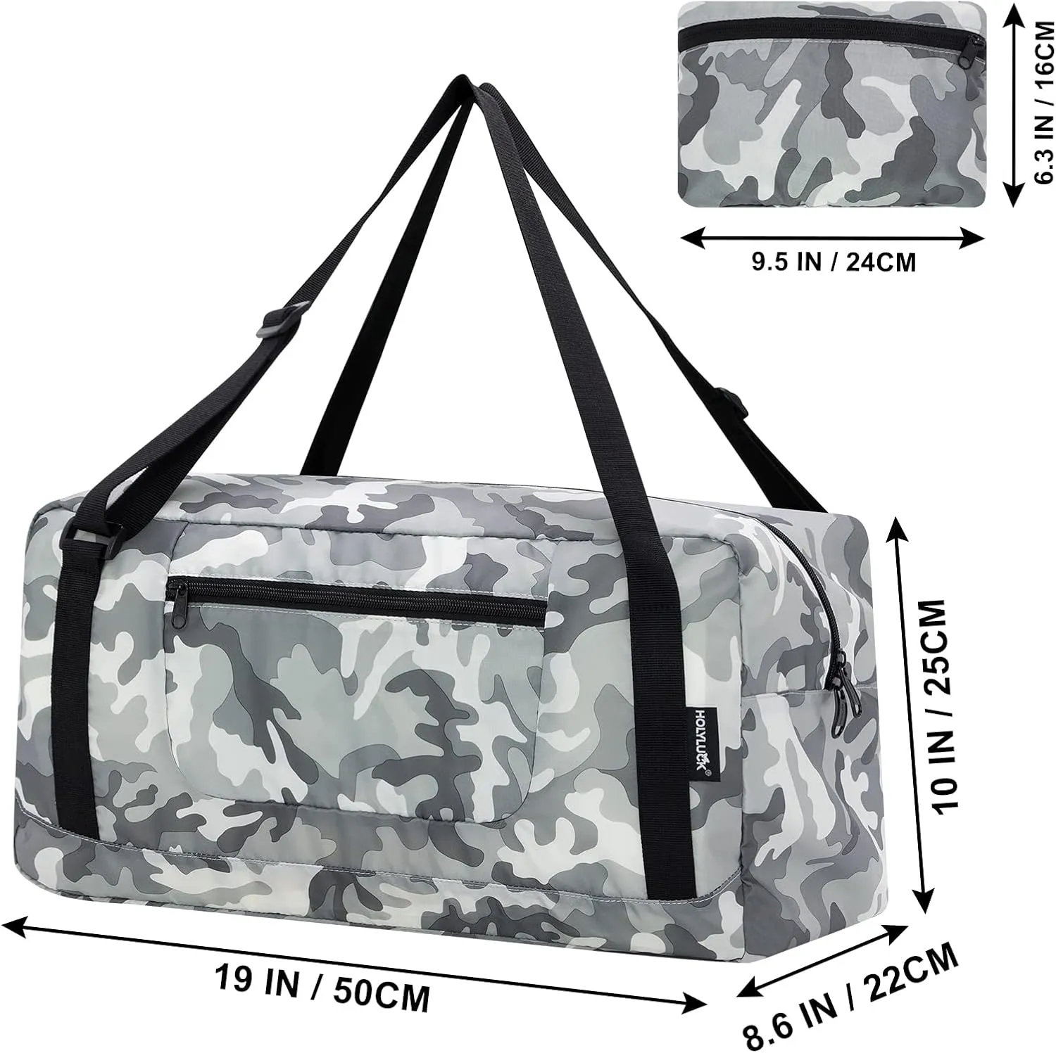 HOLYLUCK Foldable Travel Duffel Bag For Women & Men Luggage Great for Gym (arctic camo)